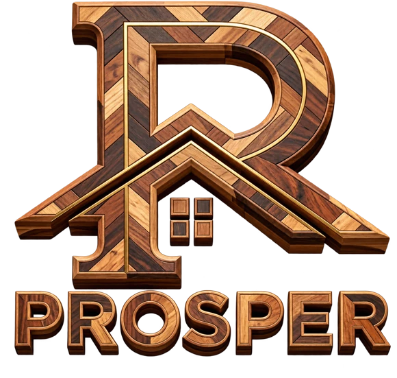 Logotipo Prosper en madera y oro